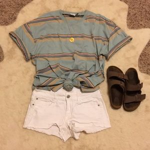 White Distressed American Eagle Shorts